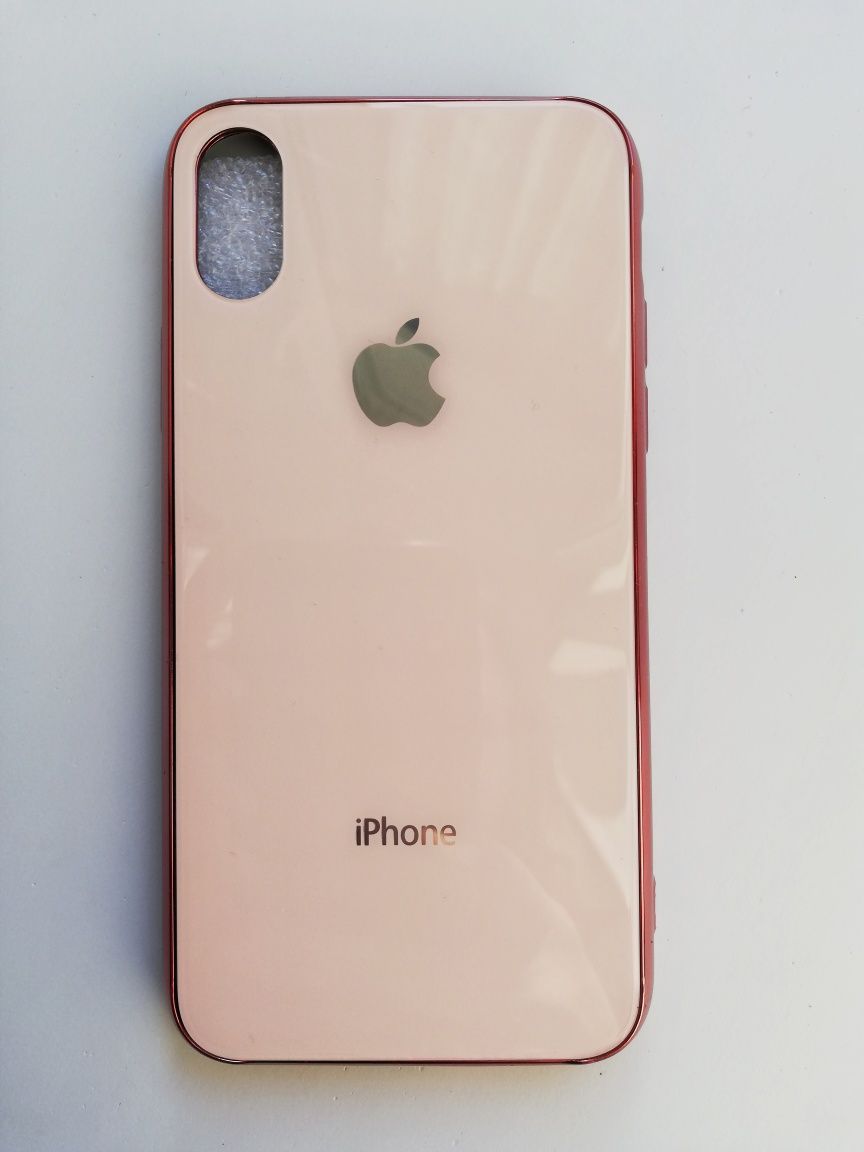 Чохол скляний Glass Case на iPhone XS Max персиковий