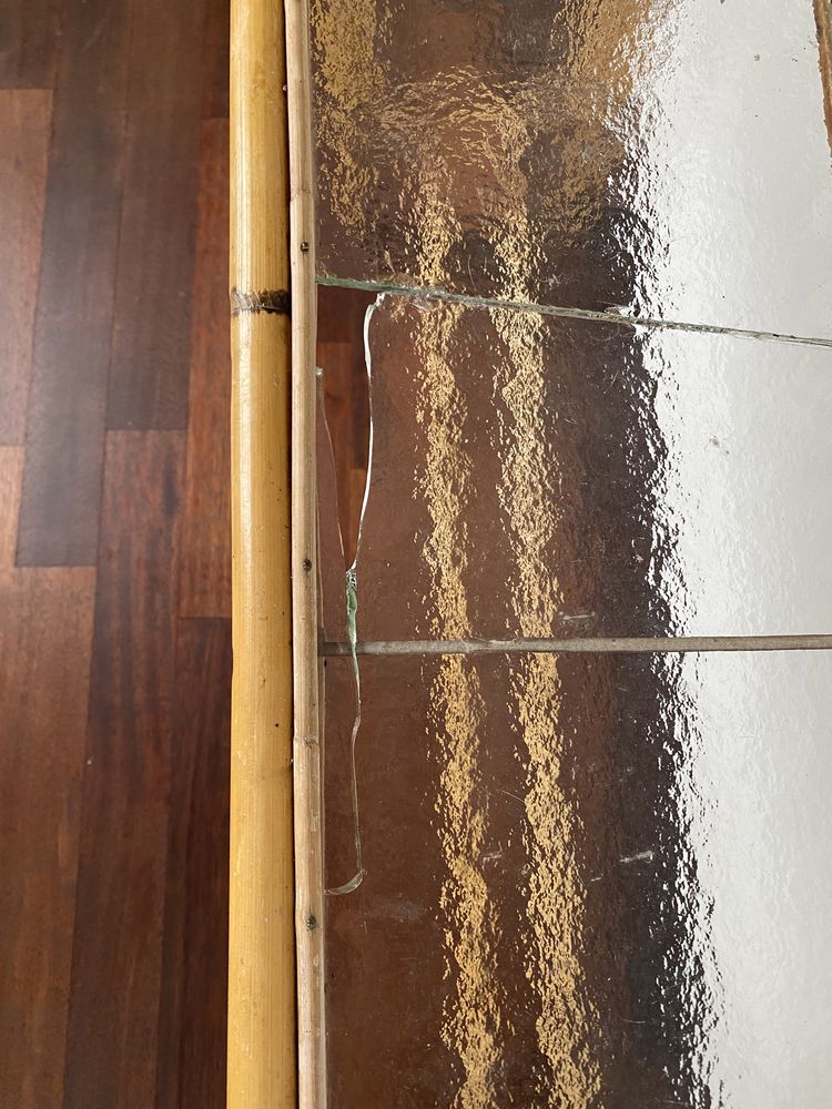 Stolik konsola ława bambusowa szklany blat