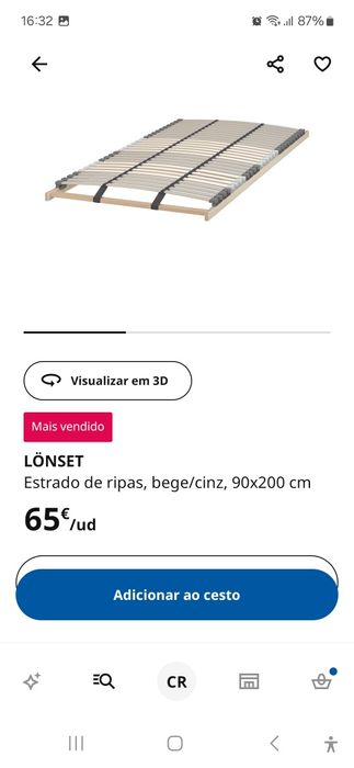 Cama Malm IKEA 90×200 + estrado Lönset IKEA