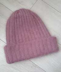 Ангорова в'язана тепла зимова шапка жіноча дівчача рожева