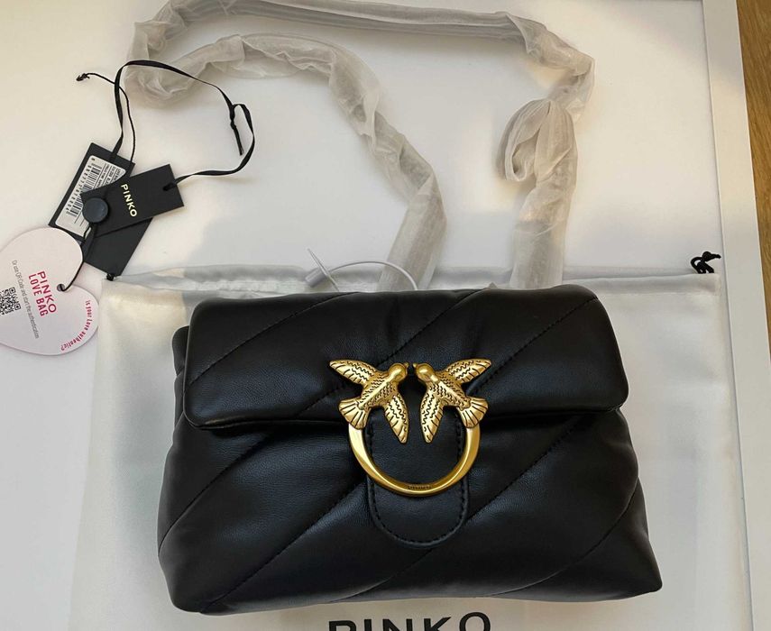 torebka pinko love mini puff złota