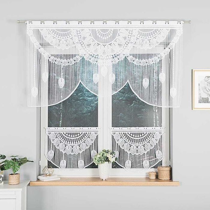 Modna firana typu Makrama, firany zazdrostki, firany do kuchni, sklep