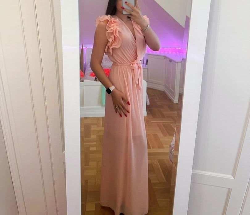 Nowy elegancki kombinezon z metką pudrowy róż