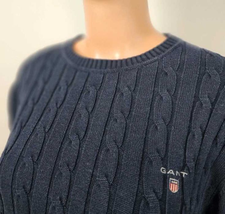 sweter męski granatowy 100% bawełna warkocz Gant L 40