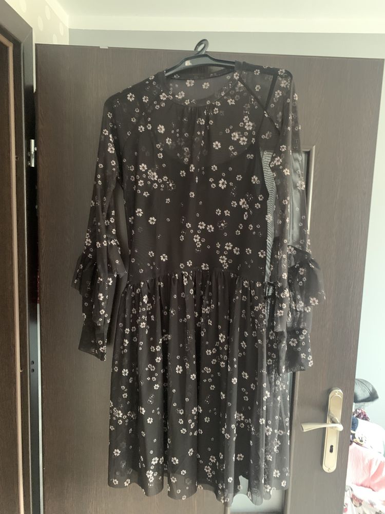 Sukienka H&M 38 czarna w kwiatki