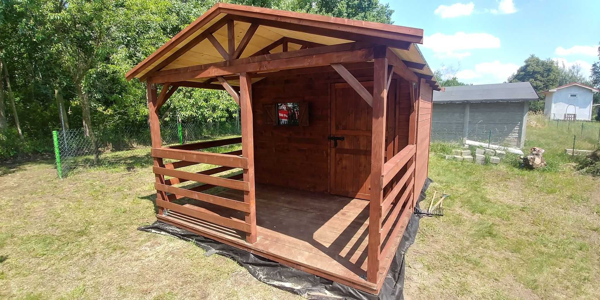 Domek drewniany z tarasem domek 3x3 taras 3x2 transport do 50km gratis
