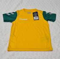 Dziecięca koszulka sportowa Hummel żółto zielona