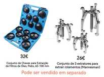 Conjunto de Chaves para Extracção de Filtros de Óleo + Saca Rolamentos