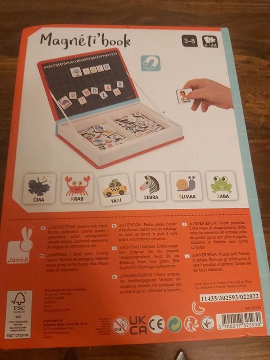Janod*Magnetyczna książka*Polski Alfabet 144 magnesy*nauka głoskowania