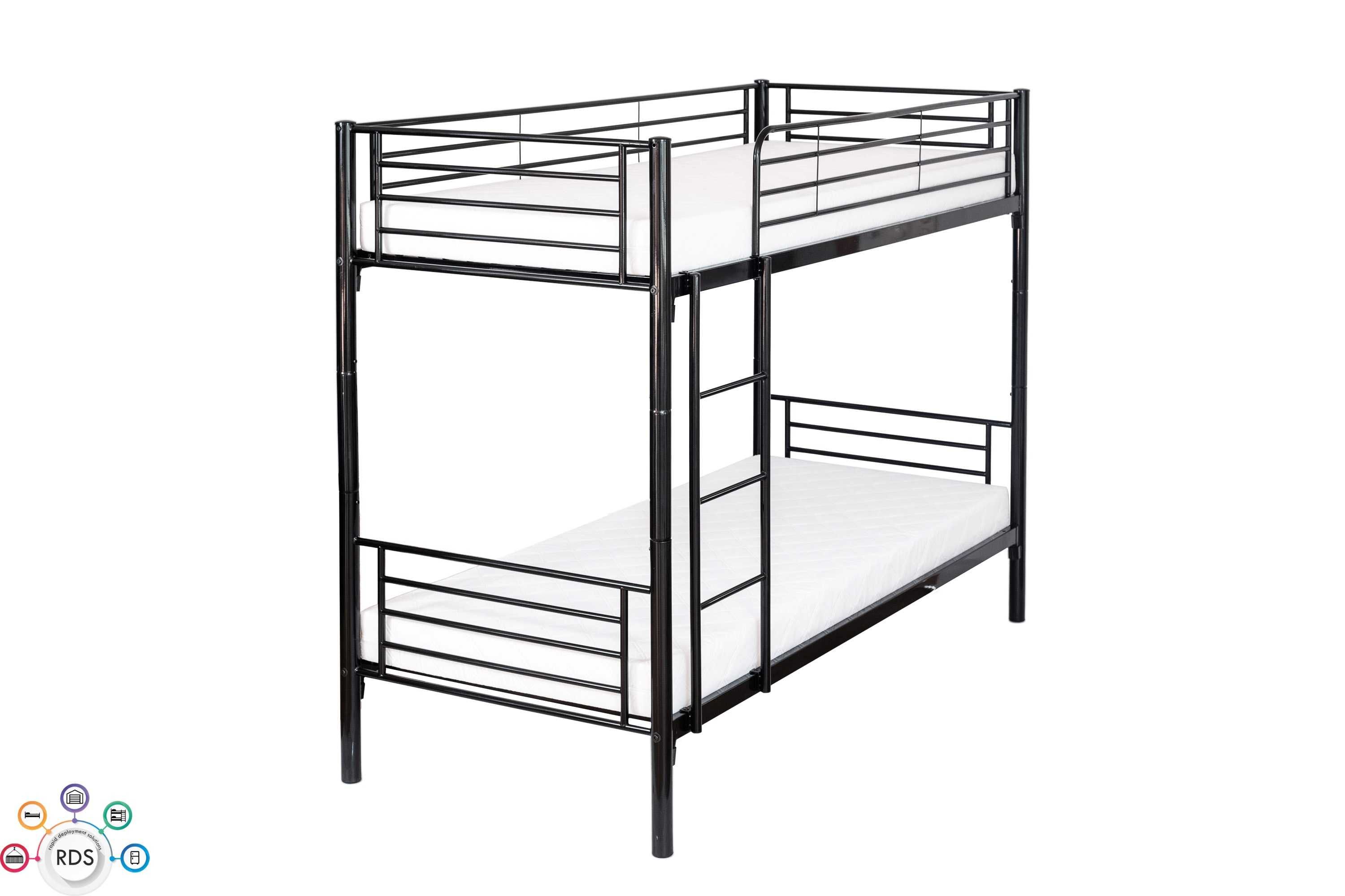Łóżko metalowe piętrowe z materacami hotelowe kwaterowe 200x90 cm