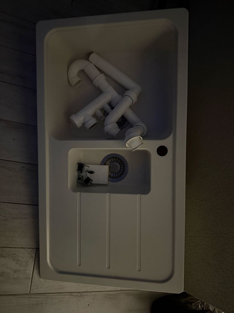 Zlew 1,5 komory 90x50 z syfonem i montazem