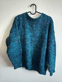 Vintage sweter ciemnoniebieski