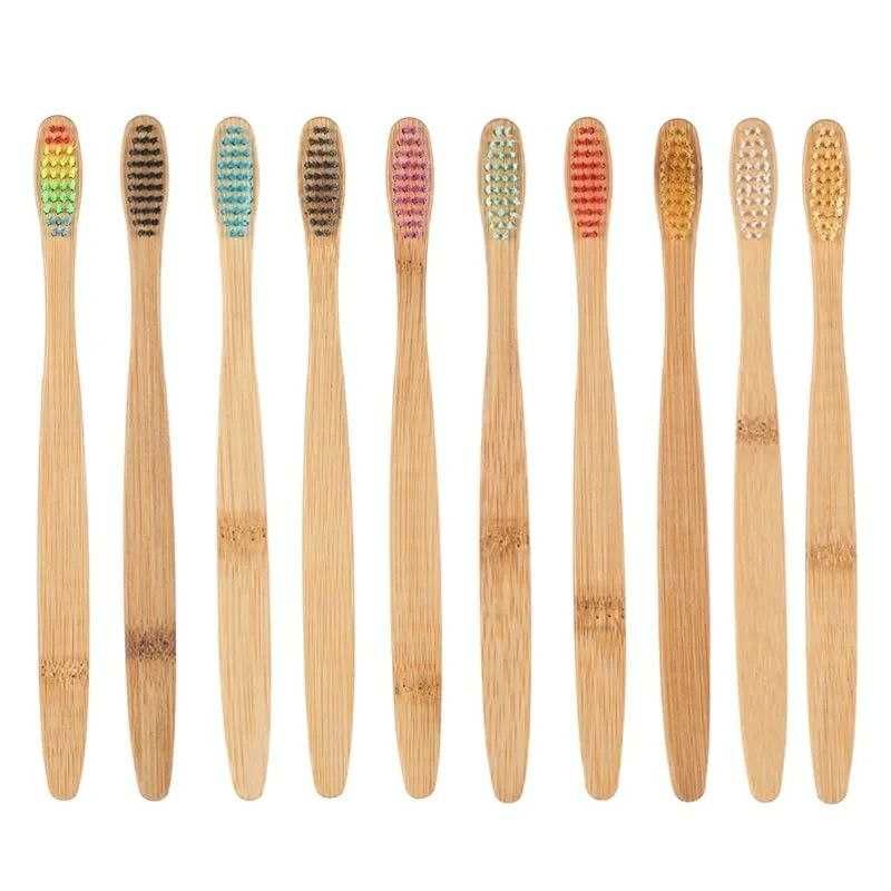 Бамбукова зубна щітка з кольоровим ворсом