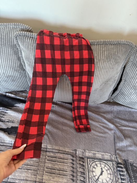 Spodnie baggy chłopiec 116/122 czerwone krata