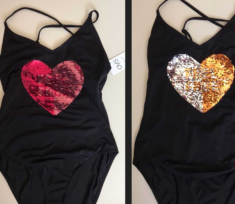 Jednoczęściowy czarny strój kąpielowy z cekinami 36 S OVS