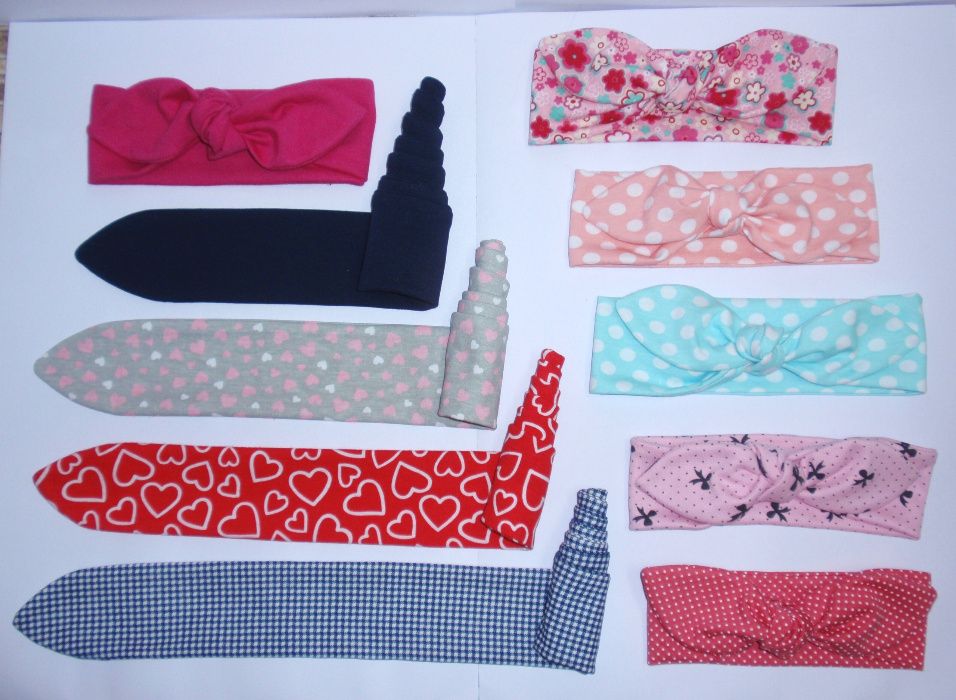 Opaska dziecięca 2sz. ~ pin up ~ z kokardką ~ przeplatana a'la turban