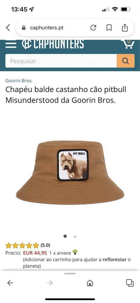 GOORIN BROS- Chapéu Balde Castanho Pit Bull NOVO