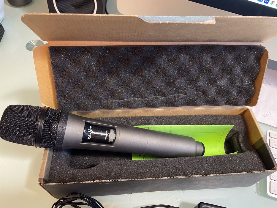 Bezprzewodowy mikrofon krawatowy + doręczny | zestaw jak nowy