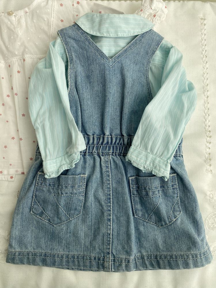 Lanidor Conjunto vestido de ganga e blusas golinhas