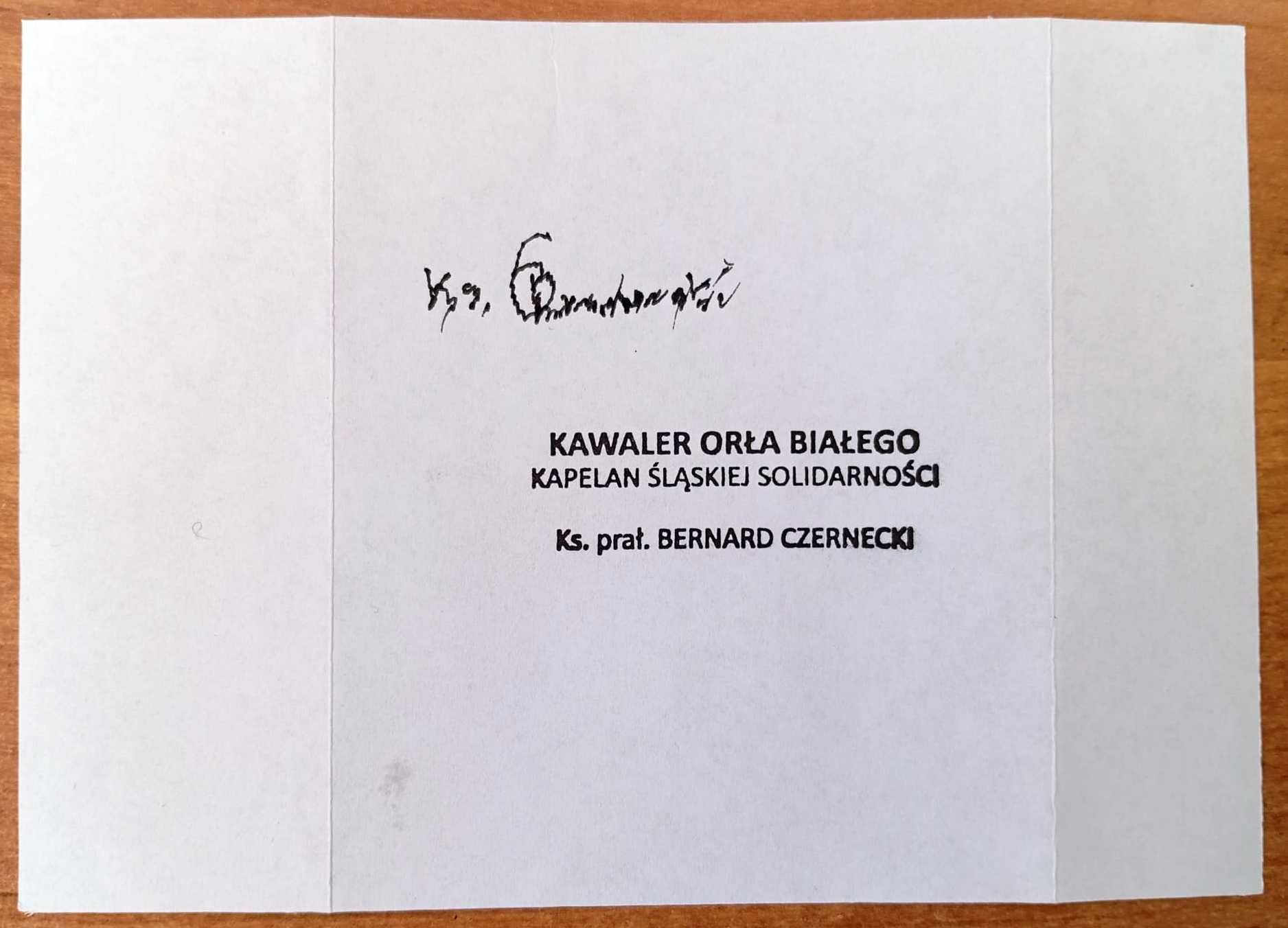 [Kawaler Orderu Orła Białego] ks Bernard Czernecki - autograf