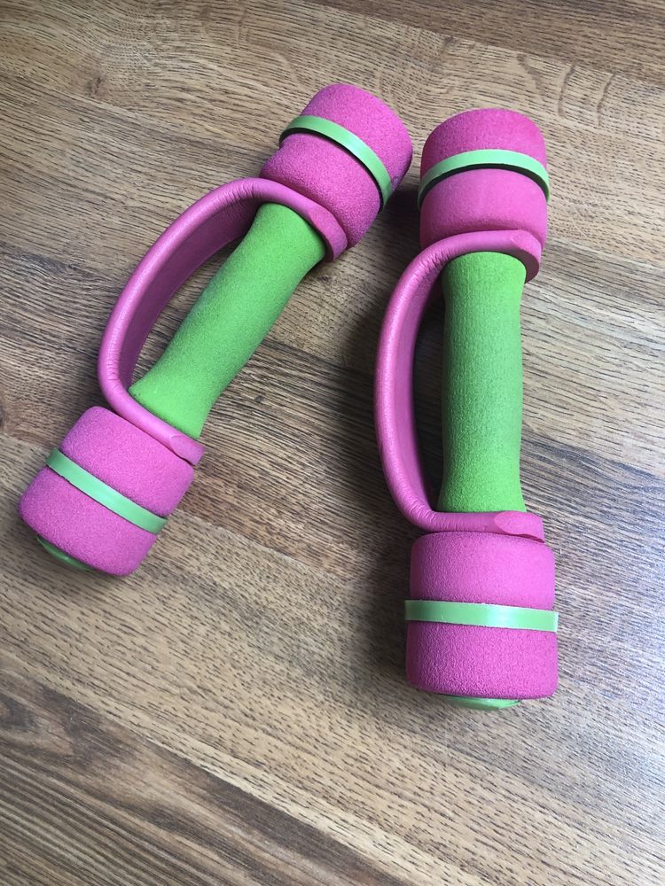 Hantle damskie z uchwytami fitness aerobik trening różowo- zielone