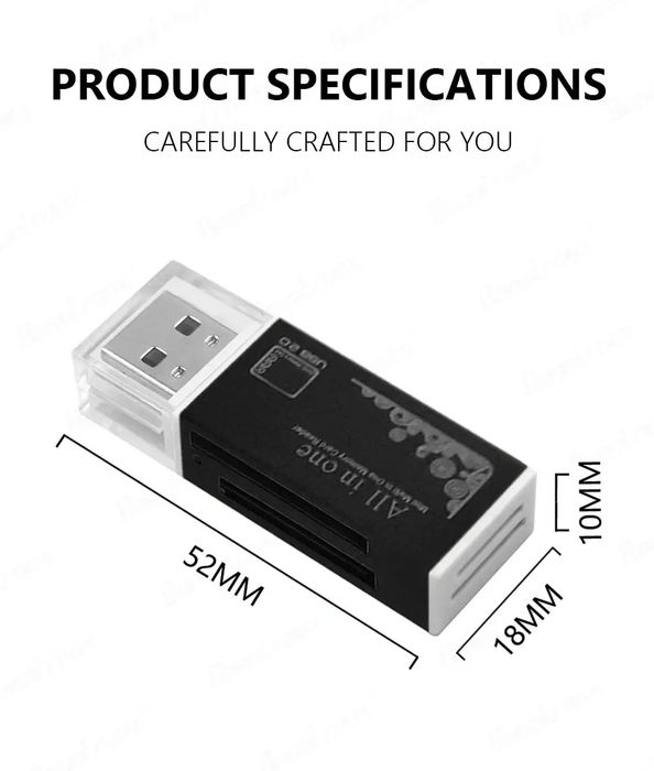 Кардрідер USB 2.0 металевий 4в1 для SD, Micro SD, MS карт