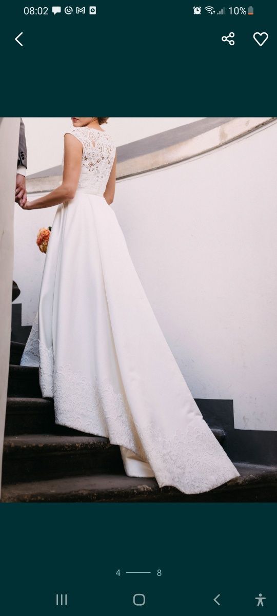 Свадебное платье атлас + кружево 42 44 размер
