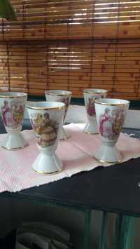 Cinco copos antigos "Porcelaine  Francesa Sologne