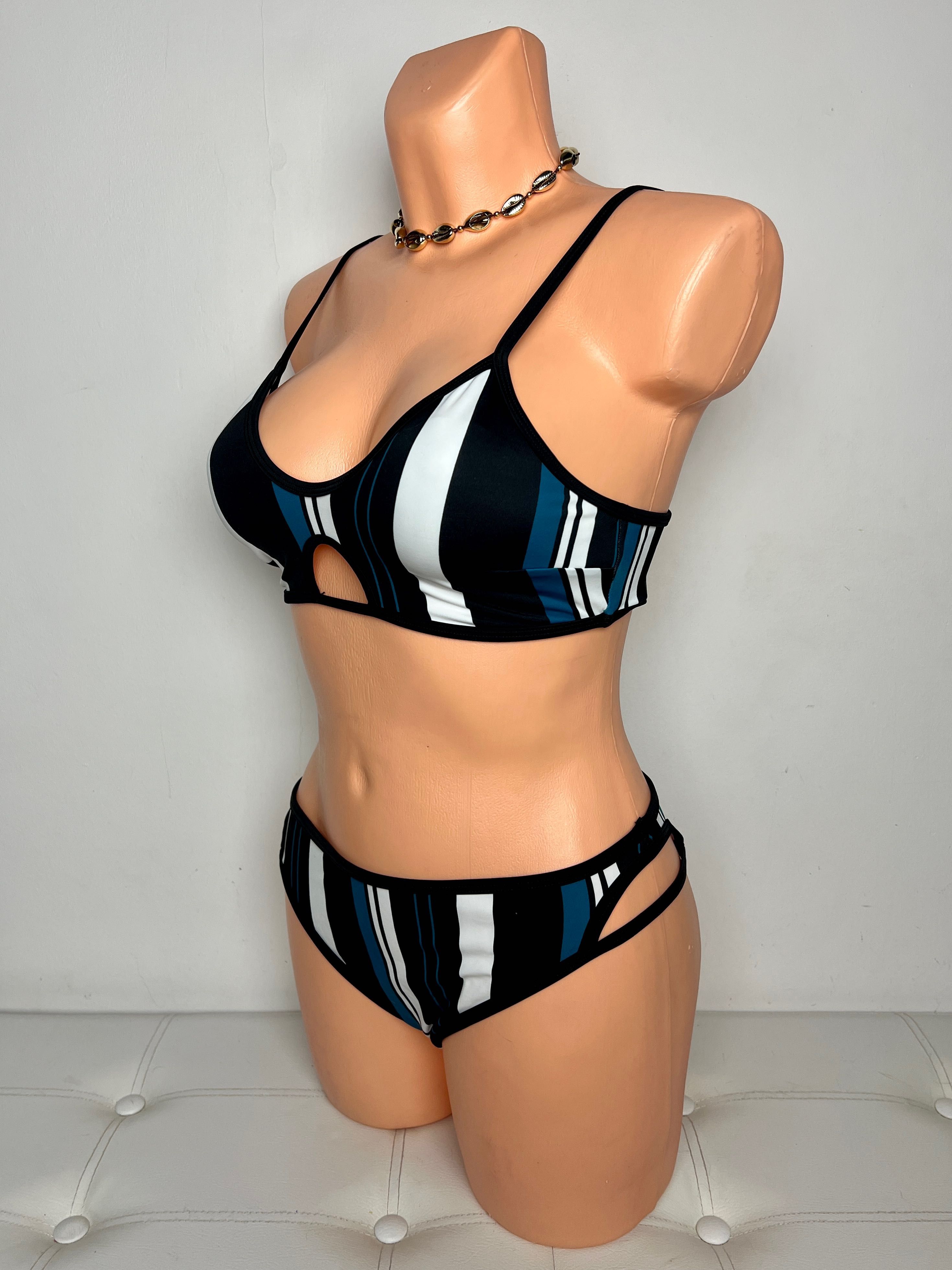 Strój kąpielowy bikini kostium dwuczęściowy cupshe paski M 38 XL 42