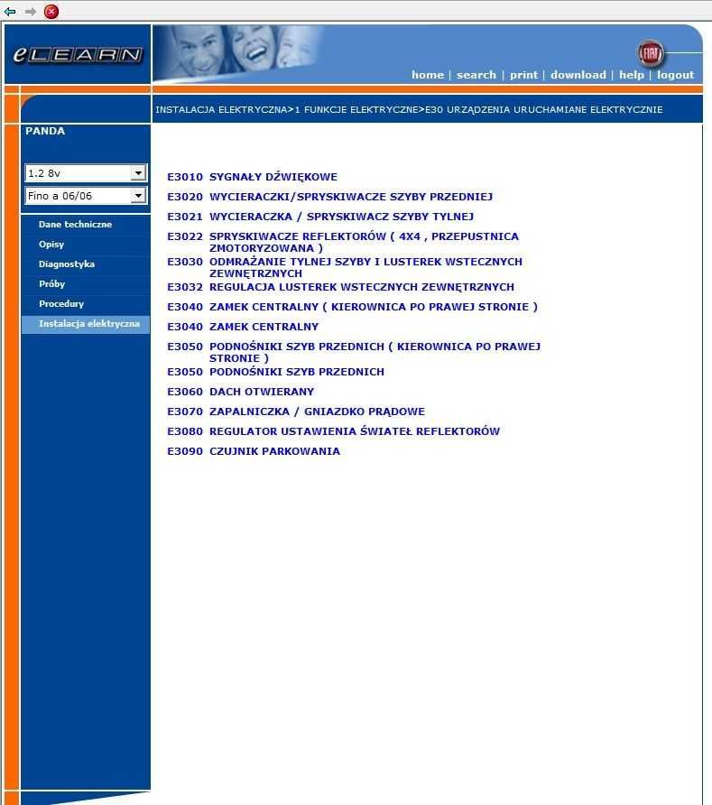 eLearn Fiat Panda 2 oryginalna instrukcja napraw serwisowa, schematy