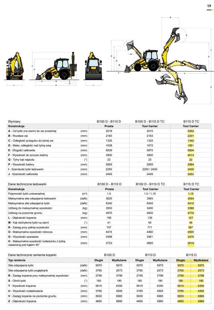 Usługi koparko-ładowarką New Holland B115D