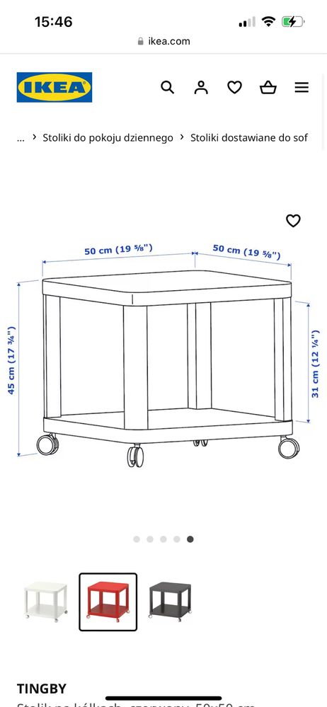 Stolik na kółkach Tingby IKEA , czerwony