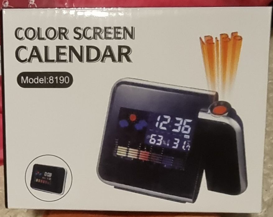 Годинник,метеостанція,вологомір з проектором часу(білий)