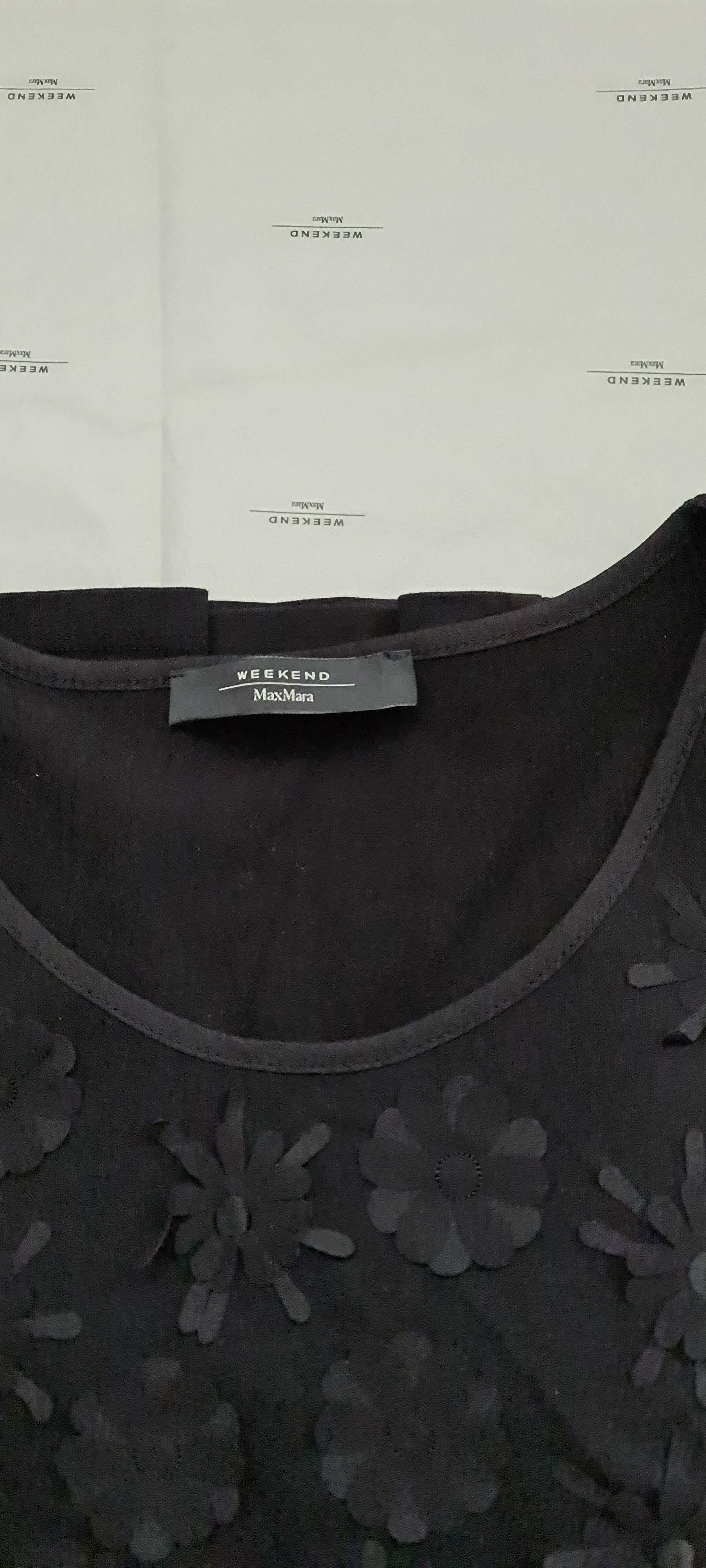 Max Mara Weekend - czarna bluzka (t-shirt) z efektownymi aplikacjami
