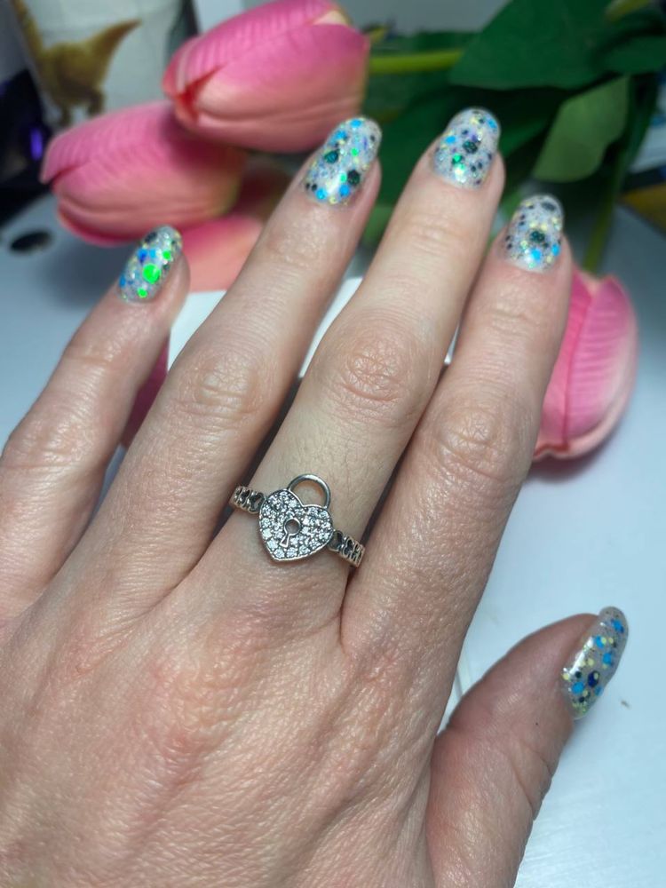 Кольцо серебро 925 с сердечками замком стиль Tiffany подарок новое