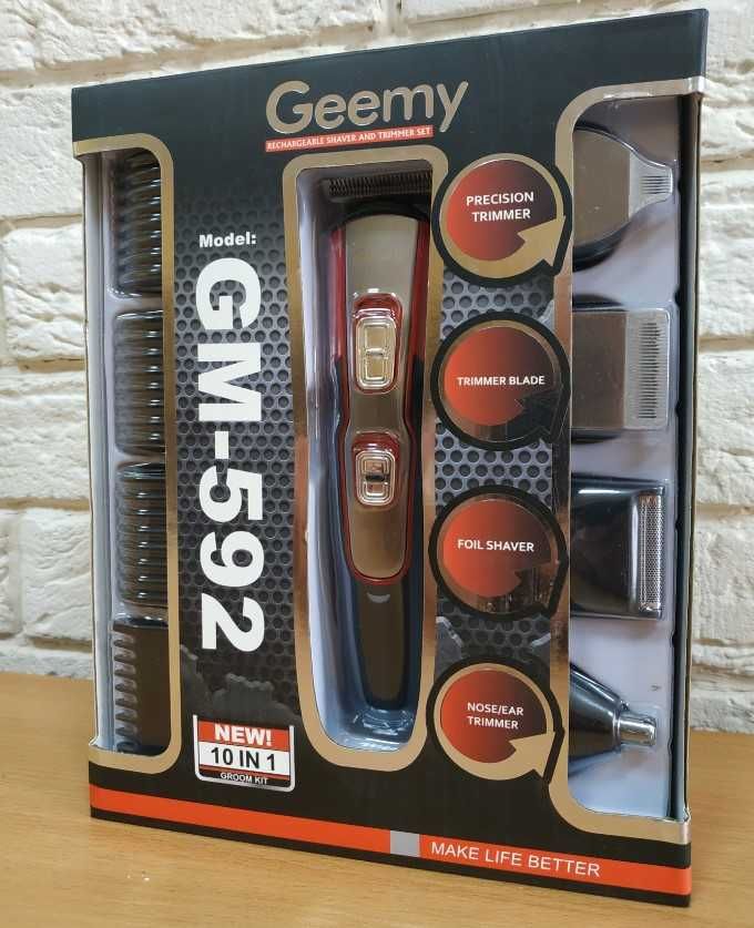 Триммер Gemei GM-592 на 10 насадок бритва машинка для стрижки