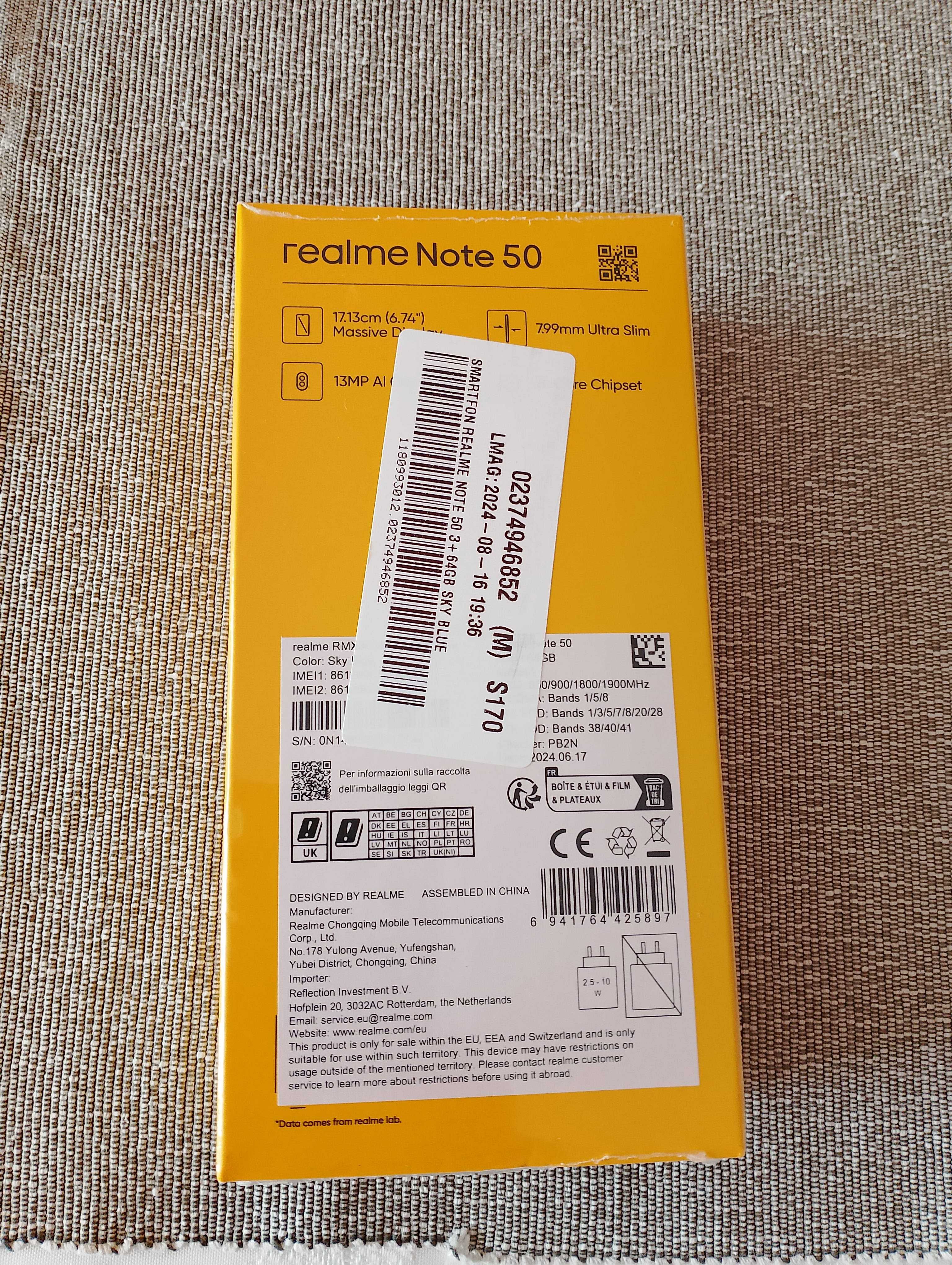 REALME Note 50 Nowy, Zafoliowany, Ekran 6,74 cala LTE, IPS BT, 4G
