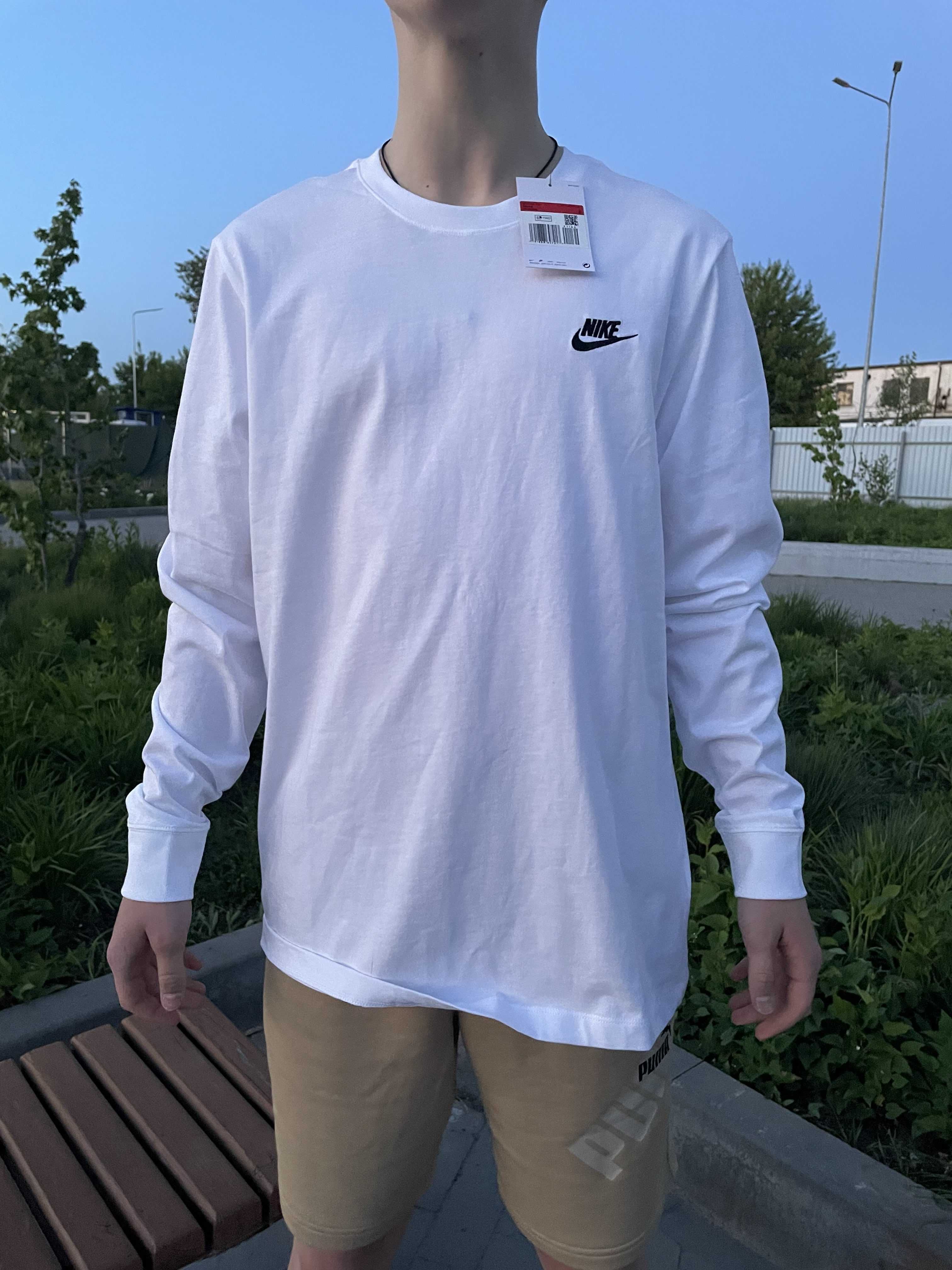 Лонгслів nike club ls tee white