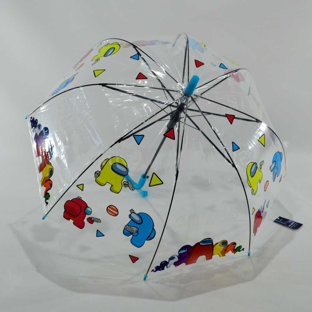 Детский зонт трость Among Us Амонг Ас полуавтомат прозрачный зонт