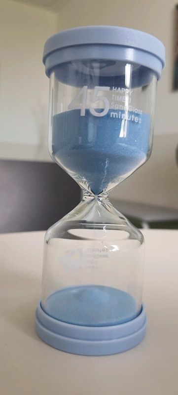 Zegar piaskowy klepsydra 45 min minut Prezent dla nauczycielki błękit