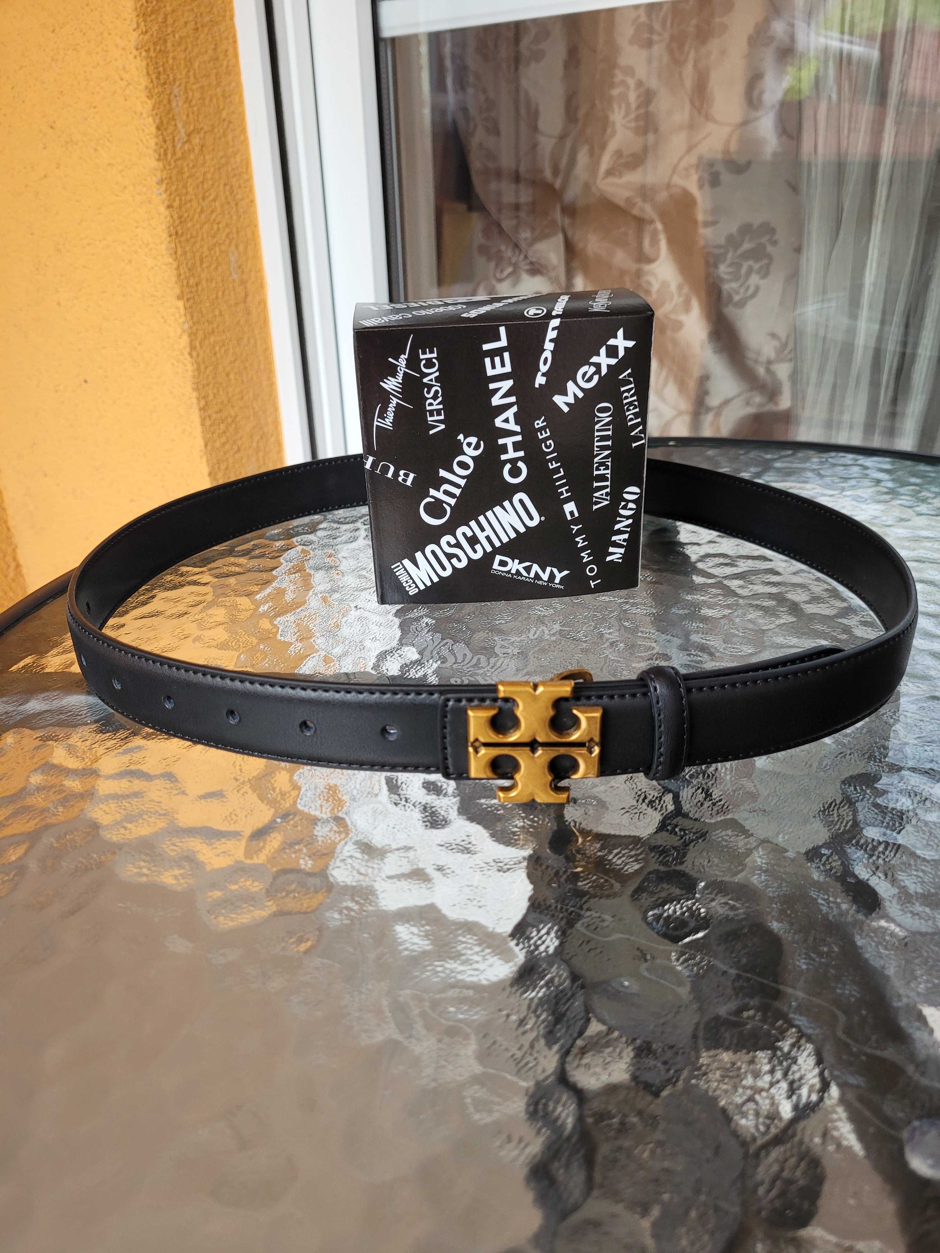 Czarny skórzany damski  Tory Burch 105 cm