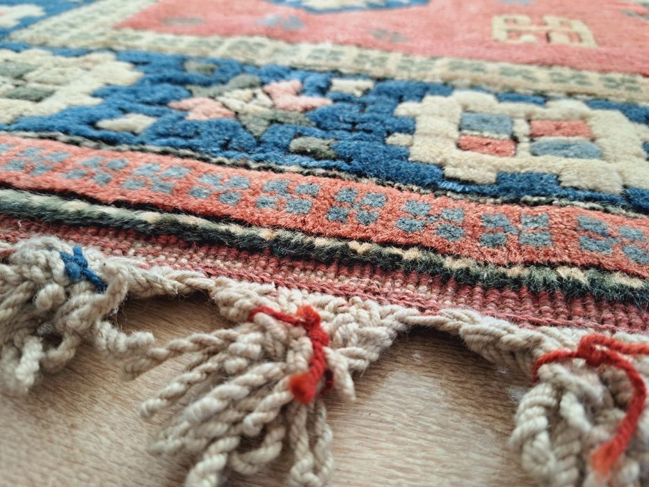 Niespotykany ręcznie tkany wełniany dywan kazak 135x210cm nr1579