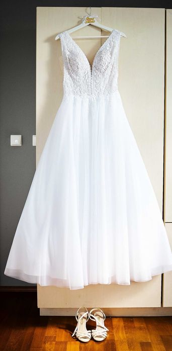 Suknia ślubna S/M 169+6 cm obcas- Welon GRATIS!