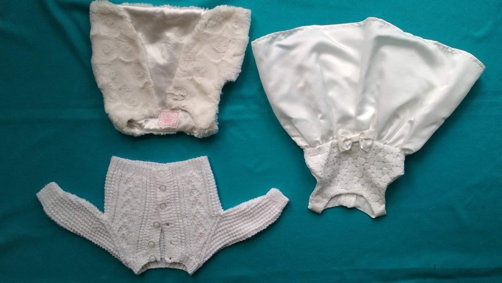 Śliczna biało-kremowa sukienka do chrztu 68 +gratisy