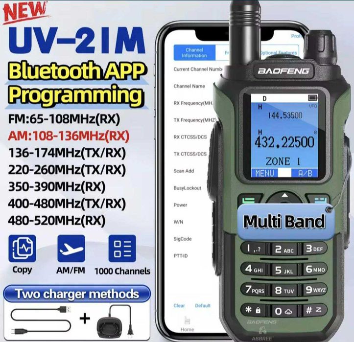 Baofeng UV-21M Нова радіостанція, міцний корпус UHF VHF VOX 5W+ Рація