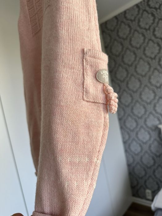 Wełniane spodnie merino na szelki ogrodniczki 62 68 74 cm Lillelam