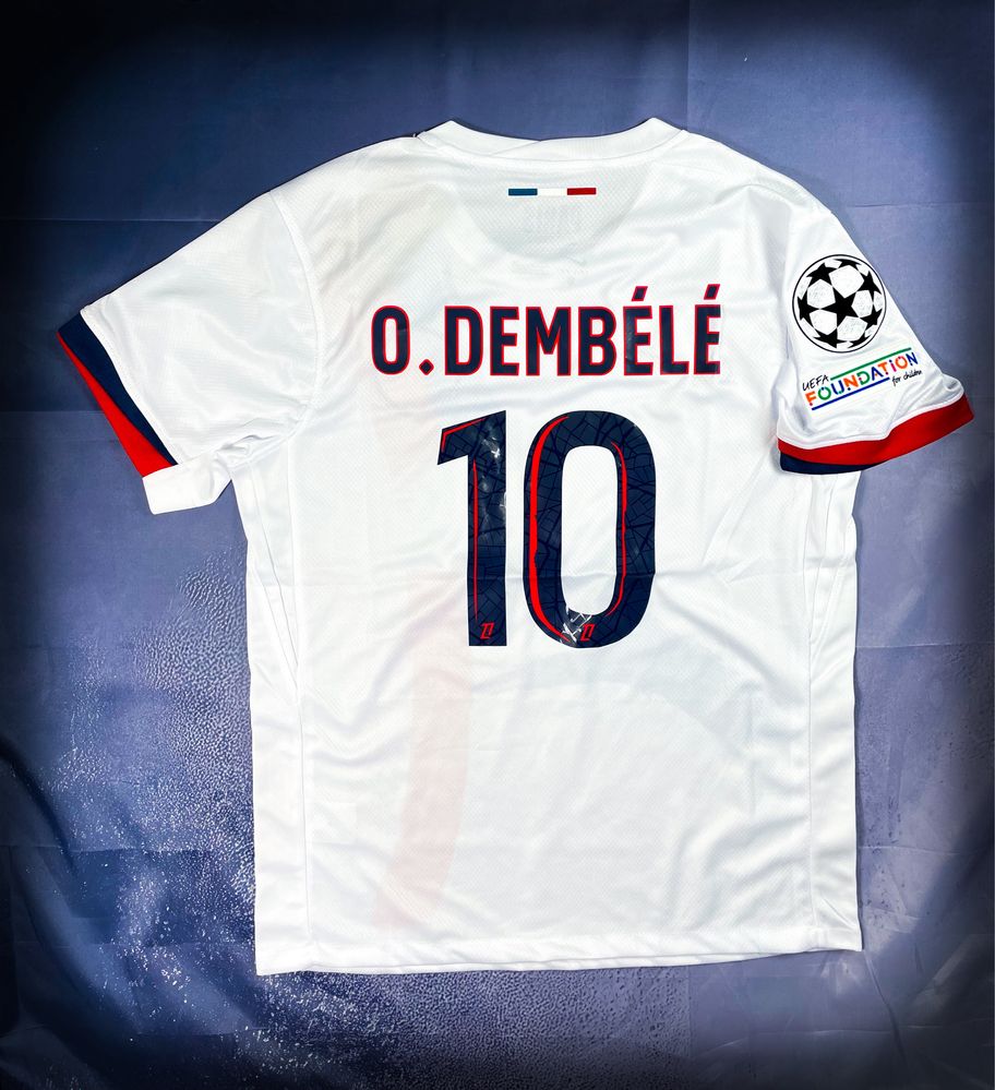 Ousmane Dembele Biała T-shirt «Nike» PSG Sportowa Koszulka UCL / S