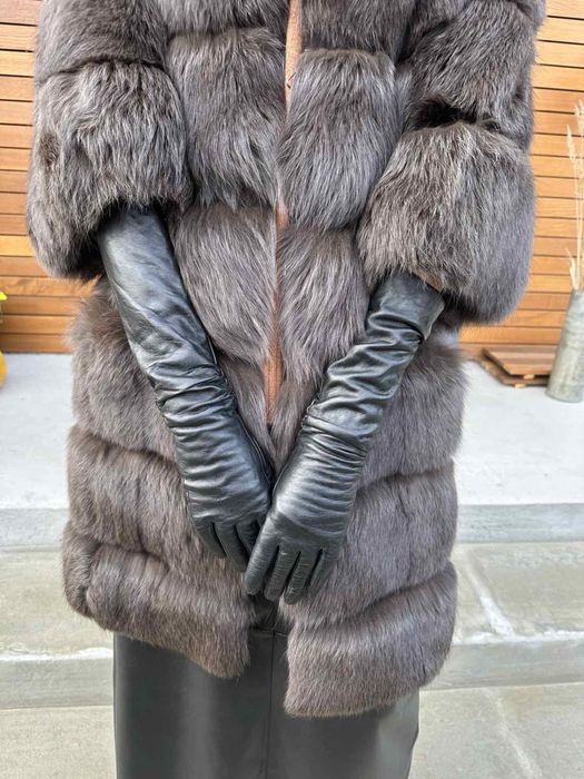 Рукавички шкіряні довгі