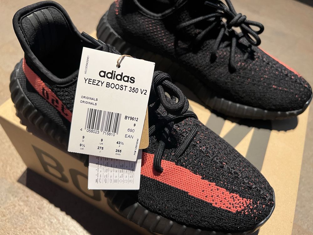 Yeezy Boost 350 V2 Black/Red • Nowe, oryginalne, rozmiar 43 1/3