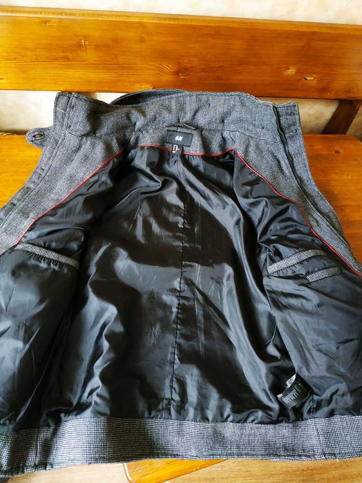 Трендове чоловіче пальто дафлкот від H&M у сірому кольорі вовна,р-р М